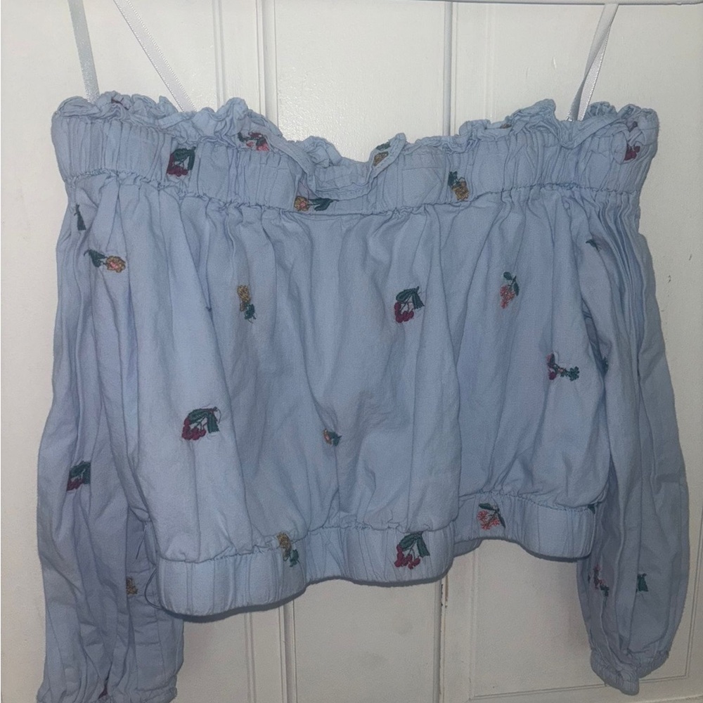 Love Light Blue Kids Bottoms with Embroidered Accents